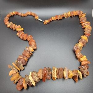 Natural Amber Chip Necklace – Rich Honey Brown